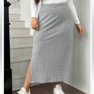 NWT SHEIN Light Gray Side Slit Skirt